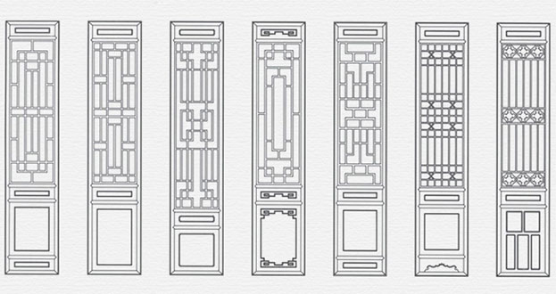 西昌镇常用中式仿古花窗图案隔断设计图